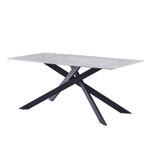 Trpezarijski sto MARIGOLD 1 (180×90) siva keramička ploča/crne nogare